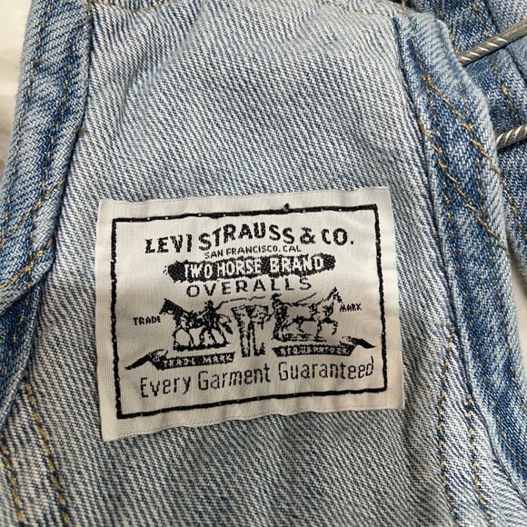 Levi's Shortalls Size M Two Horse Brand Overalls Shorts Medium Wash - Picture 6 of 12